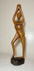 Antique Hand Carved Abstract Modernist Nude Lady Wood Figural Sculpture Statue  