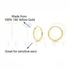 14k Real Solid Yellow Gold Round Endless Hoop Earrings 1mm Tube Hoops Ear Rings