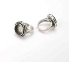 Round Blank Ring Adjustable Base Bezel Cabochon Antique Silver Plated Brass