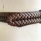 Men s Classic Brown Bonded Leather Woven Braided Belt Sz 40  Handcrafted