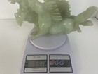 Chinese Green Carved Jade Horse Figurine Statue On Wood Base  Approx  1349g 