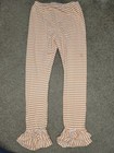 Ruffle Girl Girls Striped Ankle Leggings Orange white Ruffle Stretch 12-13y