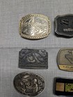 Vintage Lot Of 9 Belt Buckles Western Chrome Brass Metal Cowboy Assorted