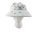 Vintage 1970s Estate Bonnet Style White Floral Elastic Back 1 Size Fits Most