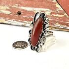 Long Bold Navajo Sterling Silver Jasper Handmade Ring Native American Southwest