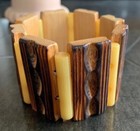 Vintage Lg Bakelite Carved Wood Stretch Bracelet 1950   s Tested