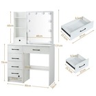 Vanity Desk With Slinding Mirror And Lights  Makeup Vanity With Drawers  White