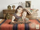 Mexican Folk Art Carved Wood Couple Portrait Hand Painted 1940s 11 In