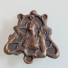 Antique Art Nouveau Repouss   Lady Profile Brooch Sterling Silver Signed Ub