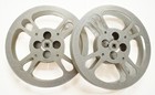 2 Vtg  Goldberg Bros  11 5  Aluminum 35mm Film Reels W  Brass Hubs  1000 