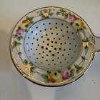 Vtg Nippon Tea Strainer W drip Cup Hand Painted Roses Porcelain Gold Trim