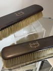 Pair Antique Ebony Wood Clothes Brush Sterling Silver D -taurus  Cartouche Vgc 