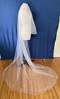 Wedding Bridal Veil  Double Layer  Classic Chapel Length  Crystal Bead Trim