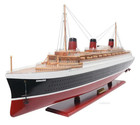 Ss Normandie Ocean Liner Wooden Model Cruise Ship 41  W  Table Top Display Case