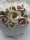 Vintage Capodimonte Style White Pitcher Decorative Vase Pink Roses Ornate Xl 11   