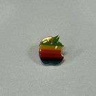 Vintage Old Apple Computer Mac Macintosh Rainbow Logo Lapel Hat Tie Pin 80s 