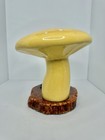 Large Vintage Mcm Ceramic Frog Mushroom On Wood Figurine Pottery Cottagecore