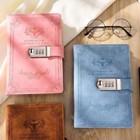 Retro Vintage Leather Diary With Lock Password Notebook A5 Journal Secret Writin