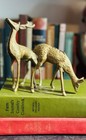 Vintage Pair Brass Deer Figures Figurine Spotted Buck Doe Statue Decor Hunt Mcm