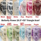 Scarf Butterfly Flower 29 5   55  Triangle Wrap Stole Embroidery Lace Shawl Hijab