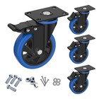 4   Caster Wheels With Brake  Heavy Duty Casters Set Of 4  Swivel Top Plate C   