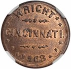 1863 Cincinnati  Ohio Wright Civil War Token F-165gr-1a Ngc Ms-64 Rb