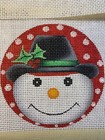 Handpainted Needlepoint Zweigart 18 Mono Canvas Snowman Face Ornaments