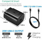25w Usb-c Super Fast Wall Charger 10ft Cable For Samsung Galaxy S25 S24 S23 S22