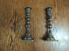 Set Of Two Rustic Vintage 8     Brass Candlesticks 60 s 1970 s India Ornate Patina