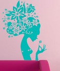 Beautiful Flower Girl Vinyl Wall Large Stickers Art Decals Home Graphics Decor