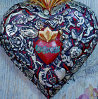 Sacred Heart Milagros Wood Handmade Miracle Michoac  n Mexico Folk Art Love Token