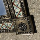 Punched Tin Mirror Beautiful Hanging Talavera Tile Mexican Folk Art 20 X 17