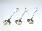 Georgian Gilt Solid Silver Set Of Three Salt Spoons   Mustard Spoons London 1830