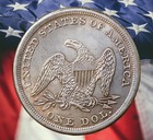 1849 Seated Liberty Dollar Silver Plated Novelty Coin Modern Restrike Token
