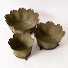 Primitive Antique Vintage Style Rustic Green Lettuce Leaf Bowl Metal Planters