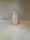 White Glass Vase With Cobalt Blue Trim