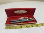Vintage Centennial Ball Point Pen And Mechanical Pencil Set Gray gold Red Box
