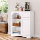 Arched White Mdf 31 3 In  Tall Cabinet With Door  Drawer   Open Shelves