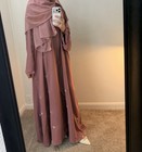 Women   s Pink Abaya Robe Set  Chiffon