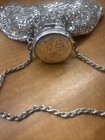 Vintage Silver Metal Mesh Bag Coin Purse Beggars Bag Expandable Top Flat Bottom