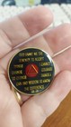 Red Black Gold Tri-plate Alcoholics Anonymous  Aa 39 Year Medallion Token Coin