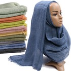 100 200cm Women Female Linen Scarf Shawls Scarves Solid Color Muslim Hijab Wrap