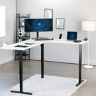Vivo Light Wood   Black Electric 75  X 63  Corner Desk Workstation