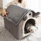  Warm Washable Cat Dog House Indoor Soft Removable Cushion Pet Bed Kennel For Sm