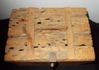 Primitive Antique Hand-made Wood Sewing Box W contents
