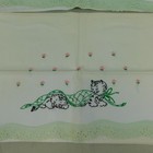 2pc Vintage Hand Embroidered Pillowcases Floral Cats Pattern Scalloped Lace Edge