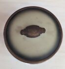 Antique Vanity Dresser Jar Powder Box Art Deco Trinket Metal Lid Cut Glass Base