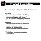 Retro Turntable Vinyl Record Player Bluetooth Aux Rca 3-speed Built-in Speaker