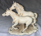 Vintage Echt Altmann - A269 -porcelain Double White Horses Statue  read Desc 