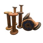 Lot Vintage Antique Wood Spools Industrial Sewing 